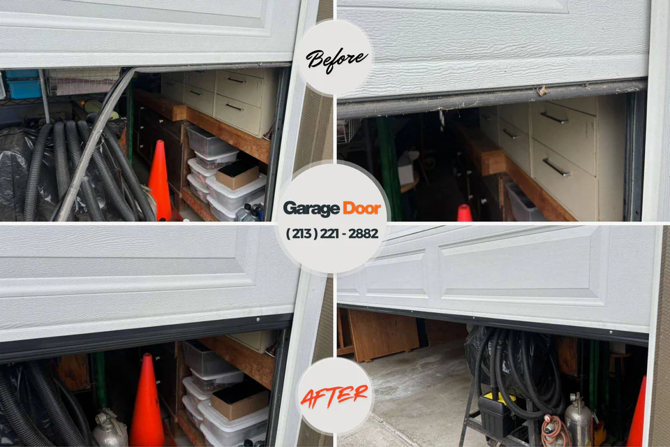 Before and after: garage door repair Lula, GA
